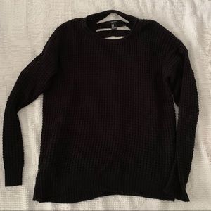 Forever 21 Black Waffle Knit Sweater Cozy